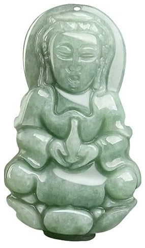 Halsband för kvinnor, naturkvalitet Jadeite bönfrö Small Guanyin Bodhisattvpendant Pendant Jade Men's and Women's Necklace