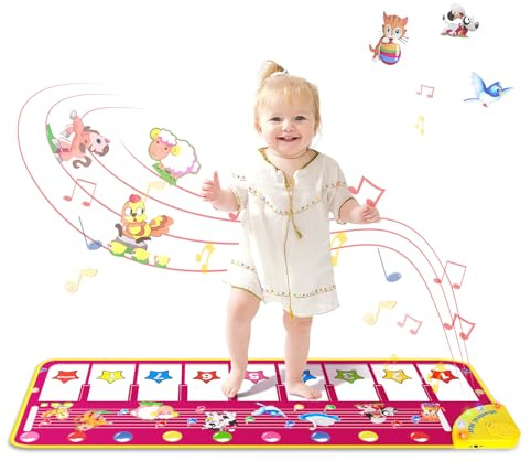 M SANMERSEN Floor Piano Mat, Toddler Toys Musical Mat, Keyboard Floor Play mat 39.5 Electronic Music Animal Touch Play Blanket Funny Xmas Gift Toy for 1 2 3 Year Old