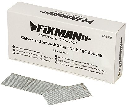 Fixman 585359 Galvaniserade släta skaftspikar 18G 5000pk 25 x 1,25 mm