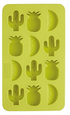 BarCraft Tropical Chic Novelty Silicone Ice Cube Tray, 22 x 13 cm (8.5 x 5) - Green