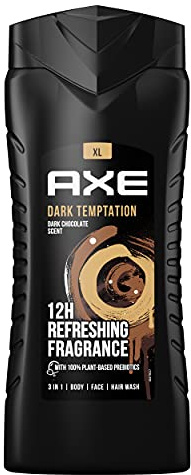 Axe 3-in-1 Duschgel & Shampoo Dark Temptation XL für ganztägige Frische, unwiderstehlichen Duft und eine angenehme Dusche dermatologisch getestet 400 ml