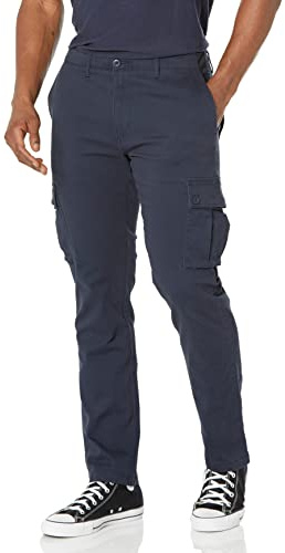 Amazon Essentials Pantalón Cargo, elástico y de Corte Ajustado (Disponible en Tallas Grandes y Largos Especiales) Hombre, Azul Marino, 31W / 29L
