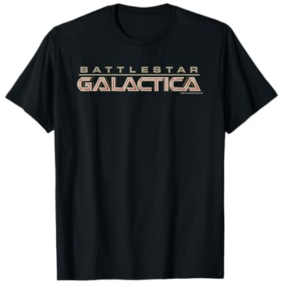 T-Shirt SYFY Logo Battlestar Galactica Noir Homme Adulte Fans T-Shirt Classique Coupe Classique Manche Courte Noir S