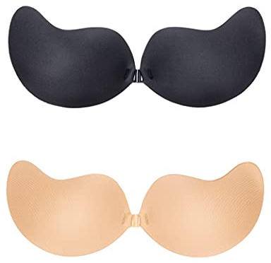 MELLIEX 2 Paires Soutiens-Gorge Adhesif Push Up Invisible Femme Soutien Gorge Dos Nu Bras sans Bretelles Réutilisable-C