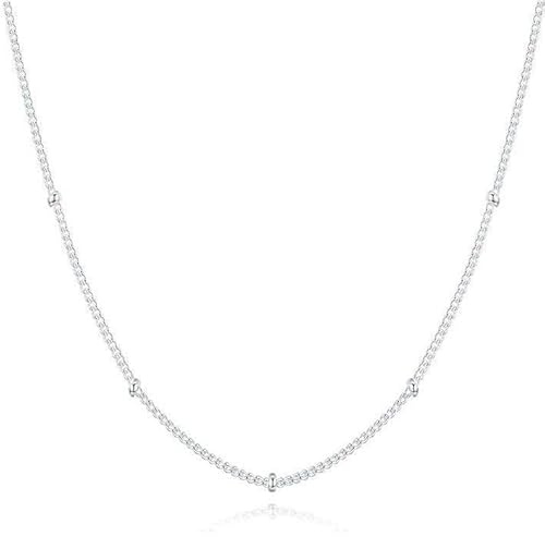 MARLION JEWELS Kette für damen in silber 925 mit kleinen, feinen, separaten Kugeln. Silberkette für damen ideal als Geschenk. Halskette. Schmuck. (Versilberung)