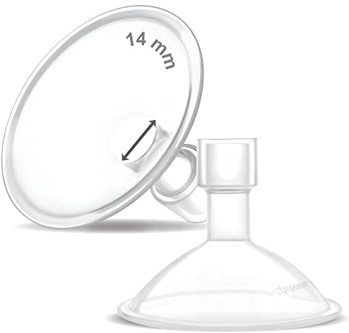Maymom MyFit Crater Series Brustschutz, 14 mm, zweiteiliges Design, kompatibel mit Medela-Milchpumpen-Teilen, ersetzt Medela-Schilde, Fit-Flex-Stecker, 2 Stück