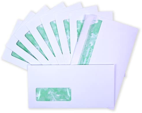 Postmaster Peel and Seal Envelopes Premium DL Window 120gsm Recycled White x 200 Pack