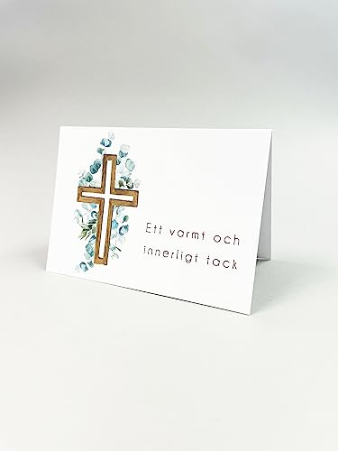 Tackkort till begravning - 20st i ett paket med svensk text inkl. kuvert