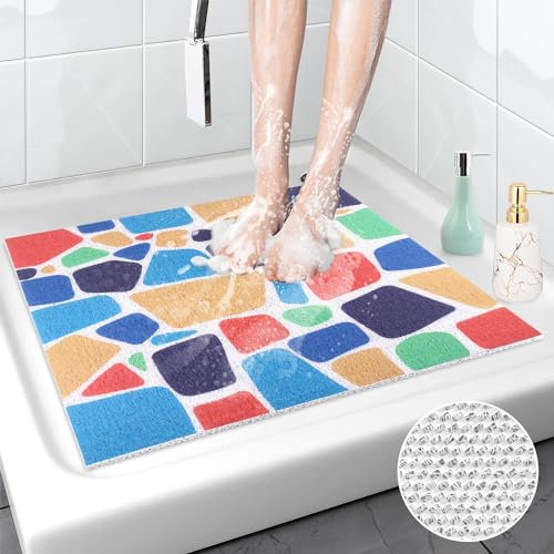 MORROWCAMP Duschmatte rutschfest, 60 x 60 cm Weich Komfort Sicherheits rutschfeste duschmatte, Antibakterielle Badematte mit Ablauflöchern, Antirutschmatte Dusche für Badewanne und Nassbereiche