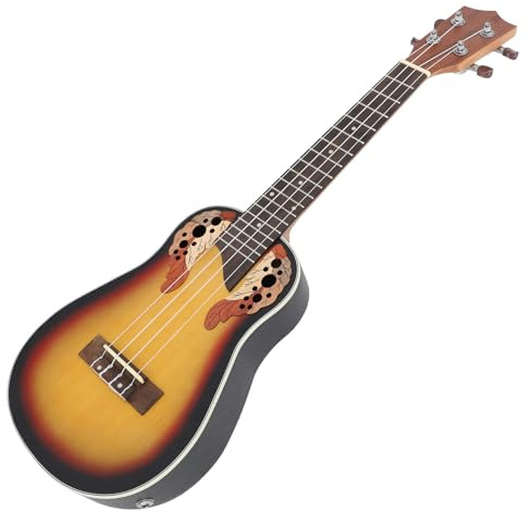 23in TräUkulele, Ukulele Grankropp rosenträ Greppbräda 3 Bands Equalizer Ukulele Stränginstrument Present