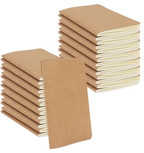 YUENPUN 30-pack A6 kraftanteckningsbok tom, 14 x 10 cm skissbok fickanteckningsböcker, liten skissanteckningsbok anteckningsblock för resor, skola, kontor, 30 ark/60 sidor