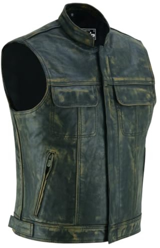 LOVO - Chaleco para Moto de Cuero Genuino Unisex Vintage - Chaleco Unisex de Cuero para Motociclistas - Diseño Vintage con Alta Resistencia y Comodidad - Ideal para Uso Diario y Aventuras en Moto