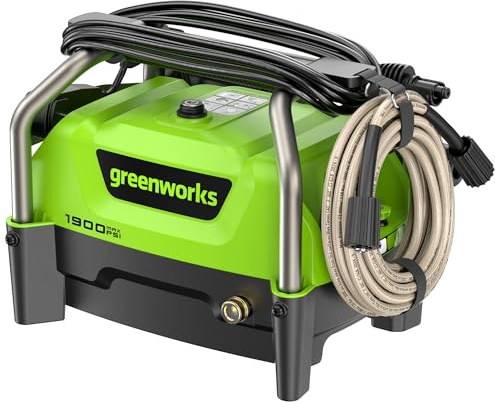 Greenworks 1900 PSI (SGS Certified) 1.2 GPM 13Amp Portable Compact Electric Pressure Washer, Power Washer for Cars, Driveways, Patios, Patio Furniture & Around Pools