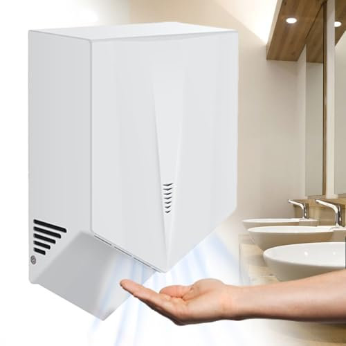 Naturalpowev Hand Dryer, 1500W Automatic High Speed Hand Dryer, No Touch Use with Infrared Sensor, V-shaped Air Outlet, Wall Mounted Hand Dryer for Homes, Shopping Malls,White