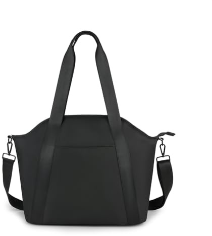 SONARIN PU Sac à Langer pour Bébé Fourre-tout,Imperméable Sac à Langer Bandoulière Bébé Sac de Maternité Sac à Couches de Voyage Portable avec Bandoulière & Crochets de Poussette(Noir)