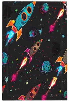 Mexpekil Colorful Space Universe Rockets Light Switch Cover, 1 Gang Single Blank Wall Plates, Decorative Outlet Covers Switchplate for Home Office