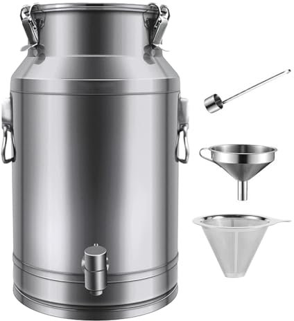 Yiustldd Bidons à Lait de Ferme en Acier Inoxydable 201, Seau à vin, Pot à Lait, boîte de Conservation hermétique avec Couvercle hermétique, Robuste,18L