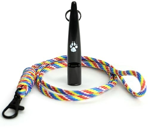 TDL Gun Dog Whistles for Recall Training with Rainbow Lanyard - Dog Training Whistle with Loud Far-Reaching Sound for Long-Distance Commands & Recall Training for Most Breeds - Black