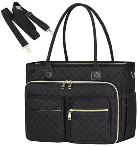 Borsa da lavoro 16, 5x5, 9x12, 6 pollici Borsa per insegnanti in nylon con tasche multiple con portabottiglie Portapenne Portachiavi Valigetta con tracolla regolabile e maniglia per viaggi in uffic