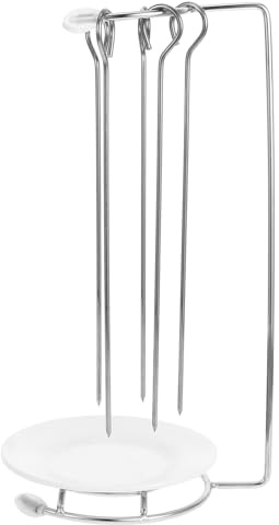 DIYEAH Porta Spiedini in Acciaio Inox Per Barbecue, Supporto Sospeso Per Kebab e Grigliate All’aperto, Rastrelliera Leggera e Portatile Con 5 Aghi Removibili, Facile Da Pulire e Resistente All’uso