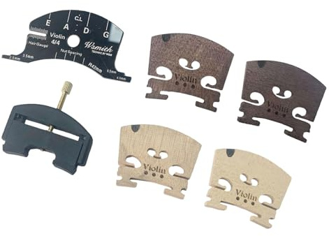 Luwecf Puente de Violín de Tamaño Completo 4/4 con Plantilla para Levantar Cuerdas. Piezas Compactas para Violín.