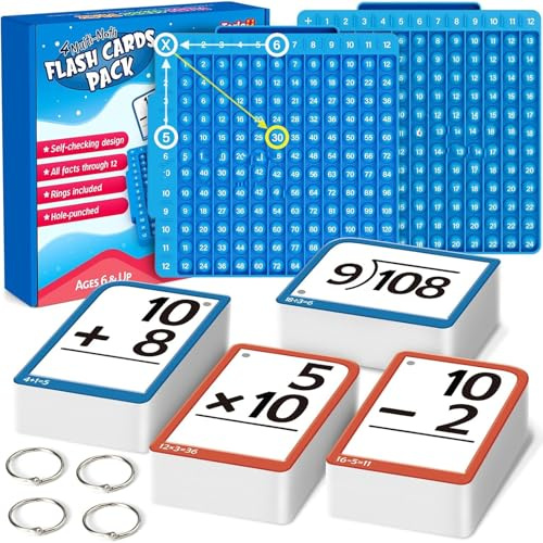 Math Flash Cards + Math Board, Multiplication Flash Cards Times Table Chart, Math Manipulatives Division, Addition, Subtraction Math Games for Teens, Learning for Home, Classroom, School