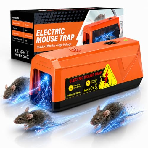 Trampas Eléctrica para Ratones a Pilas, Voltaje Potente de 2000V para Matar Ratas al Instante, Adecuada para Cocina, Almacén, Ático, Eficaz para Ratones Pequeños