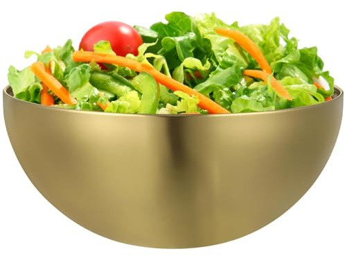 Insalatiera in acciaio inox color oro – Grande ciotola da 20 cm – Elegante ciotola di miscelazione color oro per la cucina – Mescolare la cottura e il servizio, lavabile in lavastoviglie e versatile