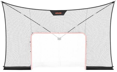 VEVOR Hockey Net Backstop, 12x7 ft Durable Hockey Goal Backstop Net for 72 Goal with Extended Coverage, Lightweight and Portable Backyard Training Equipment, Easy Assembly, for Youth Adult (NET ONLY)