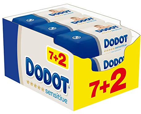 Dodot Sensitive Toallitas para Bebé, 9 paquetes de 54 unidades, 486 toallitas