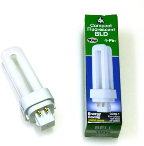 2 x 10 Watt CFL 4 pin Lampada a risparmio energetico 10W bianco freddo 840 G24q-1 doppio giro BELL