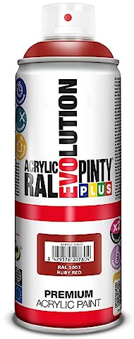 PINTYPLUS EVOLUTION 629 Pintura Spray Acrílica Brillo 520cc Ruby Red, ROJO RAL 3003, Estándar