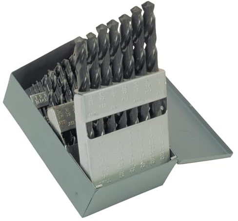 Chicago Latrobe 57714 150 Series High-Speed Steel Jobber Length Drill Bit Set with Metal Case, Black Oxide Finish, 118 Degree Conventional Point, Inch, 29-piece, 1/16 - 1/2 in 1/64 increments