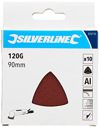 Silverline 826718 10 feuilles abrasives triangulaires auto-agrippantes 90 mm Grain 120