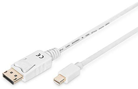 DIGITUS Cavo adattatore DisplayPort - da mini DP a DP - FullHD 1080p/60Hz - 3 m - bloccaggio - Displayport 1.1a - Compatibile con MacBook, Mac, PC