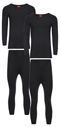 Heatwave® Pack of 2 Men's Extreme Thermal Underwear Set, Long Sleeve Top & Long Johns Set, Winter Thermals, Small Black