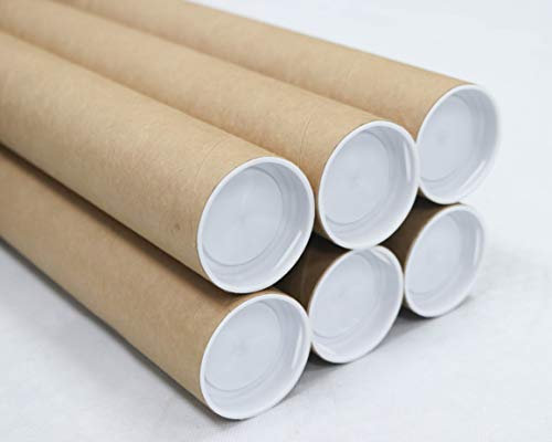 MagicWater Supply 2 x 18 Inch Kraft Mailing Tubes with End Cap - 6 Pack