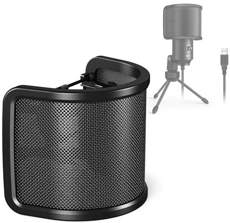 FIFINE Pop Filter Screen, Compact Microphone Pop Shield Windscreen with Metal Mesh for Recording Studio, YouTube Videos, Streaming, Podcast (Black)