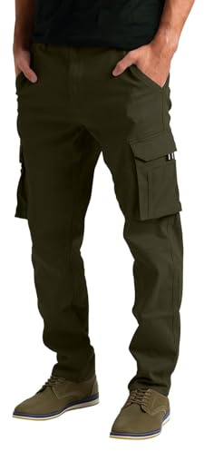westAce Cargobyxor för män, arbetskläder, säkerhetsbyxor i militärstil, 6 fickor, långbyxor, storlek 32–44