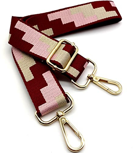 Correa de hombro ajustable para bolsos rojo, correas de bolsillo para cambiar, correa de bolsillo ancha con mosquetón dorado, 80-130 cm, correa de transporte para mujer, bolso moderno, 3,8 cm, 50