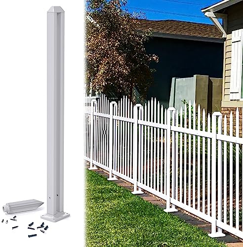 E&K 34.6 H Vinyl White Picket Fence Post Pole