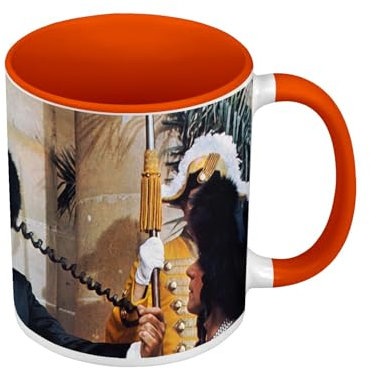 Tasse Farbe Premium Orange – Rabbi Jacob Papillote Louis de Funes Comedie – Tasse mit Henkel und farbigem Innenfutter