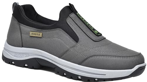 Aocase Chaussures Pieds Larges Baskets à Enfiler pour Homme en Cuir Suédé Chaussures de Course de Tennis Confortables et Respirantes Légères pour Fitness,Gris,45/275mm