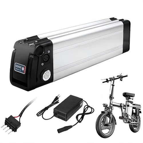 X-go Ebike Batería, 48V 13AH batería de Bicicleta eléctrica e-Bike batería de Litio de 4 Puertos con Cargador, Cierre Seguro, luz indicadora led para 750W 500W 350W 250W 100W Motor (48V 13AH 4 Port)