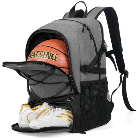 GRANDUP Basketball-Rucksack mit Ball- und Schuhfach, passend für Volleyball, Fußball, Schwimmen, Fitnessstudio, Reisen und Schule, große Kapazität für Sporttrainingsgeräte