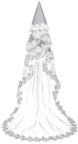 UYRVAPE Hochzeitsschleier Brautschleier lang 3m Kathedrale Kapelle einfach elegant Hochzeitszubehör Damen