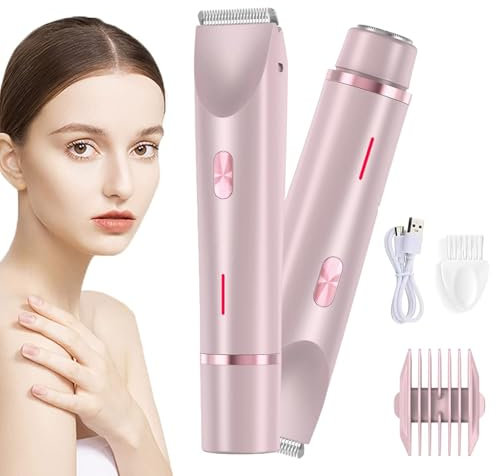 Silky Splash Rasierer, 2-in-1 Dual Head Shaver Women, Elektrischer Rasierer Damen Intimbereich, Ipx7 Waterproof, Wet & Dry Use, Glow Shave for Underarm, Leg, Arm, Body, Face (Pink)
