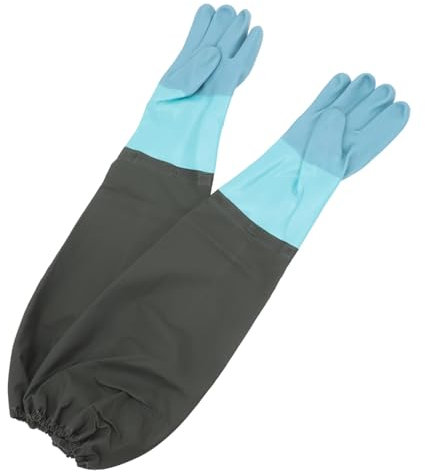 Amosfun 1 Paio Guanti in gomma impermeabili Guanti per lavare i piatti dito impermeabile lungo guanti lunghi per la pulizia lunghi guanti da giardinaggio gomma da cancellare