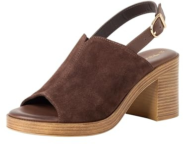 Sandale femme Tamaris à talon bloc en cuir brun 37 EU