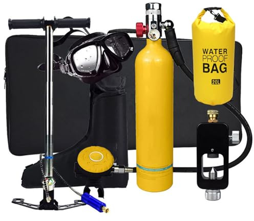 Syretank 1L Mini Bärbar Dykutrustning Paket med 15-20 Minuters Syreförsörjning och Pump för Andning Under Vatten